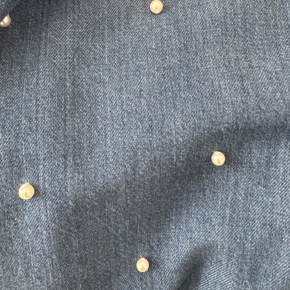 🍁LOFT Classic Blue Denim Shirt w/Pearl Details - Picture 7 of 8
